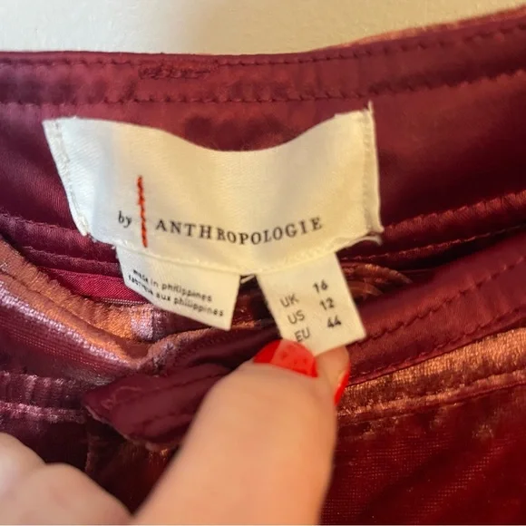 Anthropologie Velvet Wide-Leg Pants